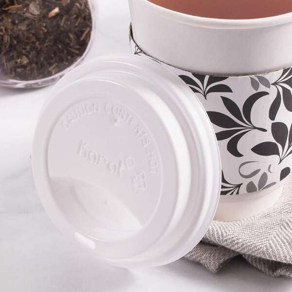 Karat C-KDL516-E, White Plastic Sipper Dome Lids (Fits 10-24 oz Capacity Cups), 1000/CS