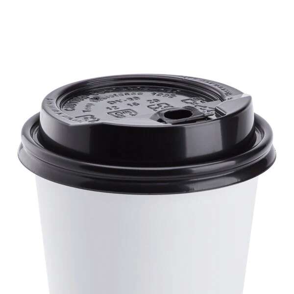 Karat C-KDL516B-E, Black Plastic Reclosable Lid for 10-24 Oz Hot Cups, 1000/CS