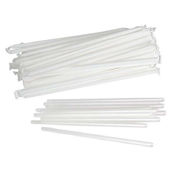 Karat C9095, 10.25-inch Jumbo Kraft Clear Wrapped Straws, 2000/CS