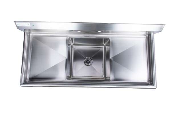 KCS D316-1821-1RL, 18x21-Inch 1-Compartment Stainless Steel Sink with Right and Left Drainboard