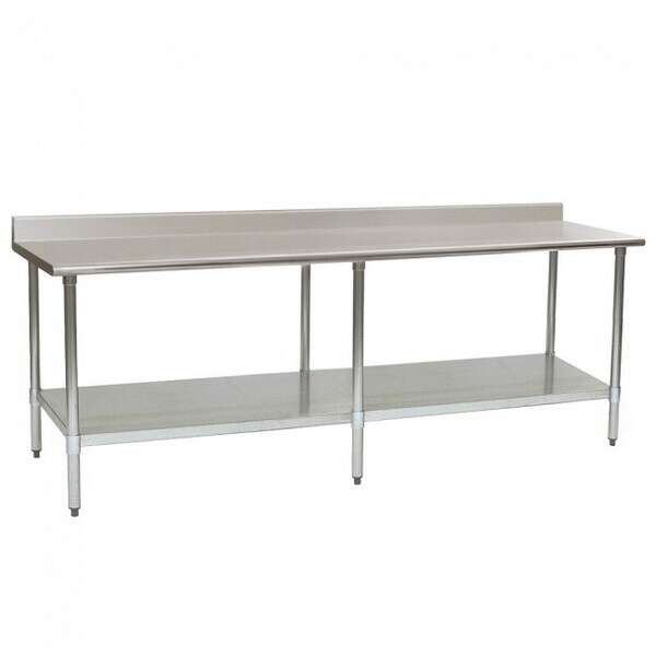 L&J B5SG30108, 30x108-Inch Stainless Steel Work Table with Backsplash and Galvanized Undershelf