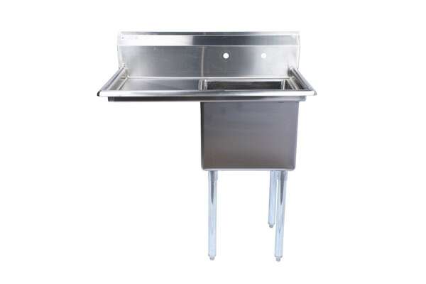 L&J BAR1014-1L 10x14-inch Stainless Steel 1-Compartment Bar Sink with Left Drainboard