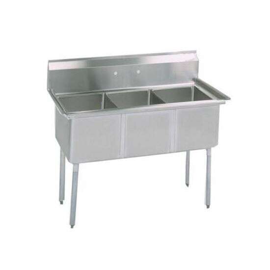 L&J LJ1014-3 10x14-inch Stainless Steel 3-Compartment Sink