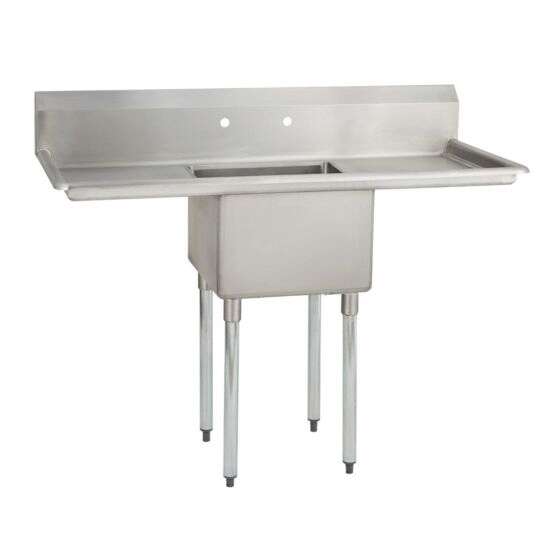 L&J LJ1515-1RL, 15x15-Inch 1-Compartment Stainless Steel Sink with Right and Left Drainboard
