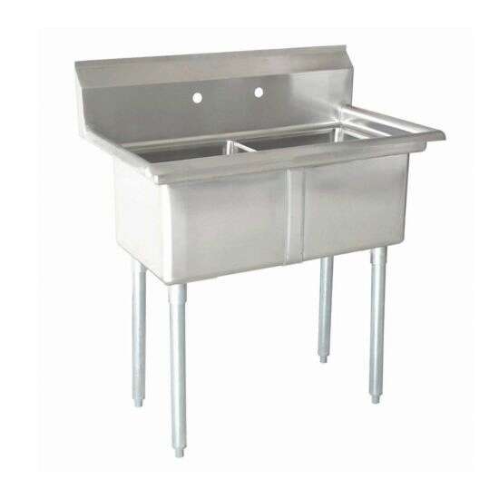 L&J LJ1818-2 18x18-inch Stainless Steel 2-Compartment Sink