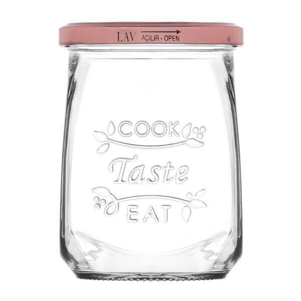 LAV TAS055K03, 18.5 Oz/550 ml Printed Colored Metal Glass Storage Jar, EA