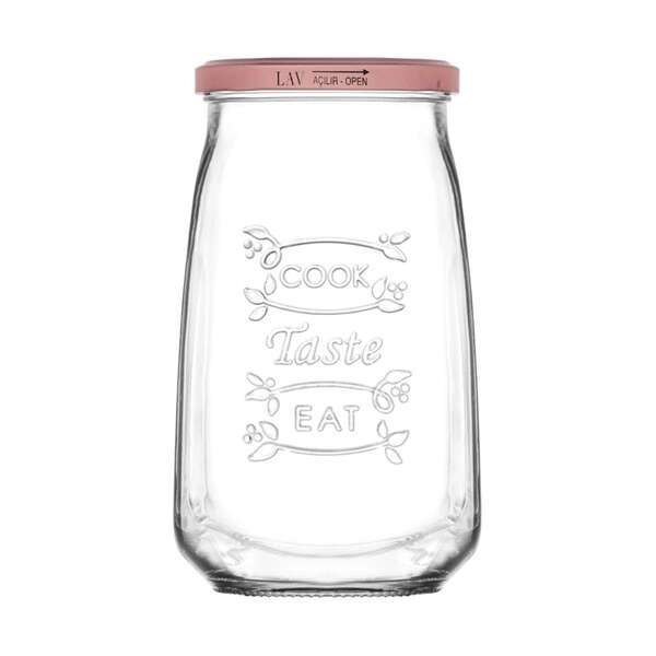 LAV TAS105K03, 33.75 Oz/1l Clear Glass Jar with Lid, EA