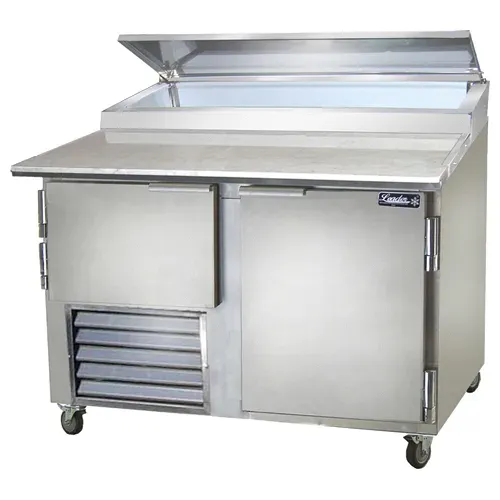 Leader ESPT48, 48x36x43-Inch Refrigerated Pizza Preparation Table, 15.2 Cu. Ft, Self-Contained, S/S Top