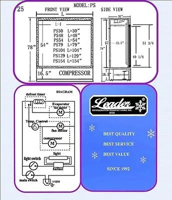 Leader LS54 Sliding 2-door Reach In Commercial Refridgerator