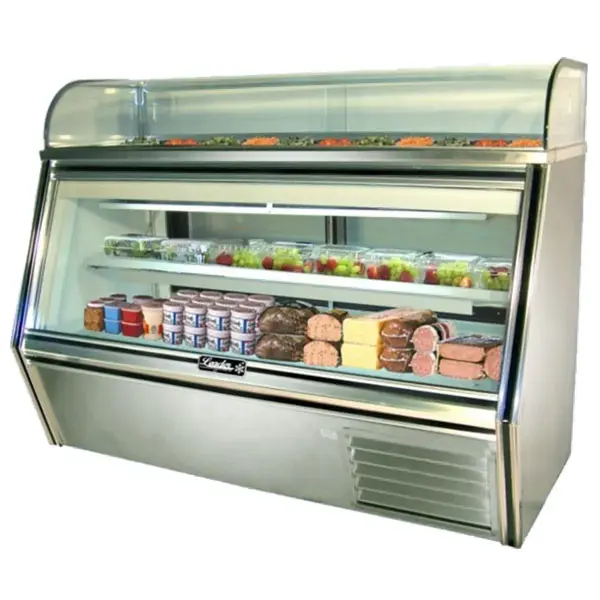 Leader SDL72, 72x34x54-Inch Refrigerated Display Case, Curve Glass Top, ETL Listed