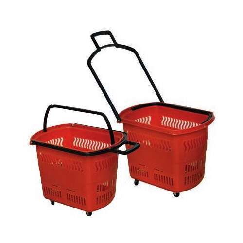M. Fried Store Fixtures M.Fried Store Fixtures SS212RDM, Red Rolling Shopping Basket, 11 Gallon