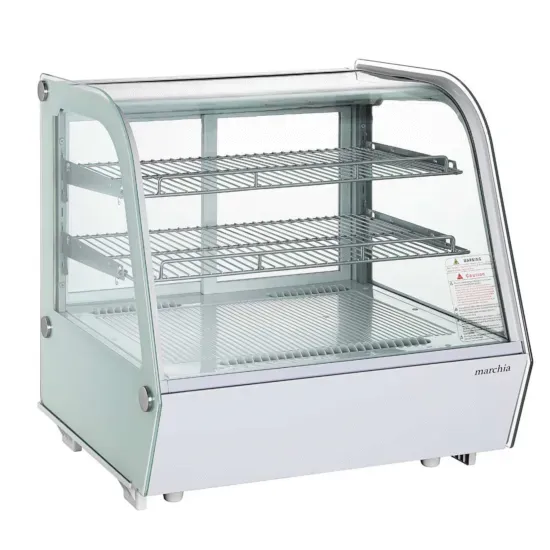 Marchia Display Company Marchia MDC121-W, 28-Inch White Countertop Refrigerated Curved Glass Bakery Display Case with LED Lighting