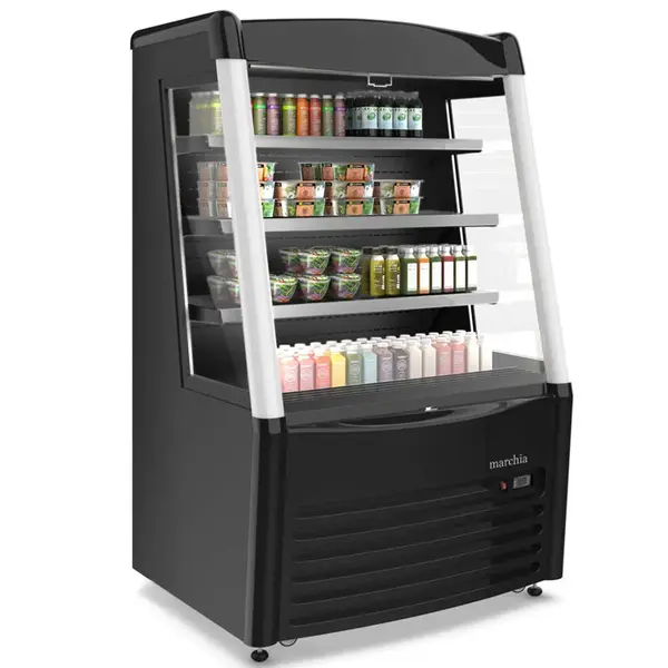 Marchia Display Company Marchia MDS390-B, 36-inch Black Air Open Refrigerated Display Merchandiser, 60-inch Height S/S