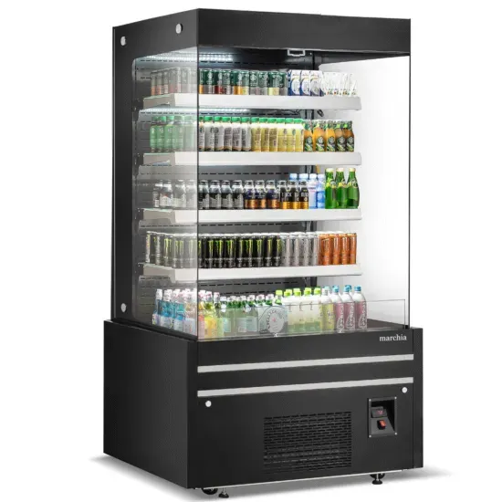 Marchia Display Company Marchia MDS48G, 48-Inch Black Open Air Cooler Grab and Go Refrigerator with Glass Sides