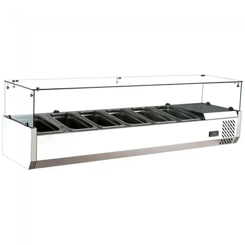 Marchia Display Company Marchia MTR6 60-inch Refrigerated Countertop Salad Bar, Topping Rail