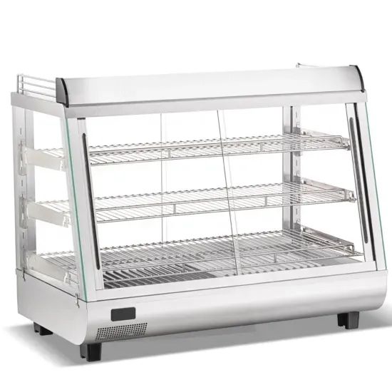 Marchia Display Company Marchia SHCC136, 34-Inch Stainless Steel Heated Countertop Display Front, Rear Doors