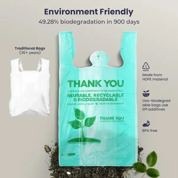 1/6BIO, 1/6 Biodegradable Plastic Shopping Bag, 500/CS