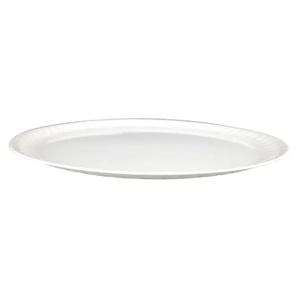 - CLOSEOUT - 18-Inch White Plastic Scalloped Serving Tray, 25/CS