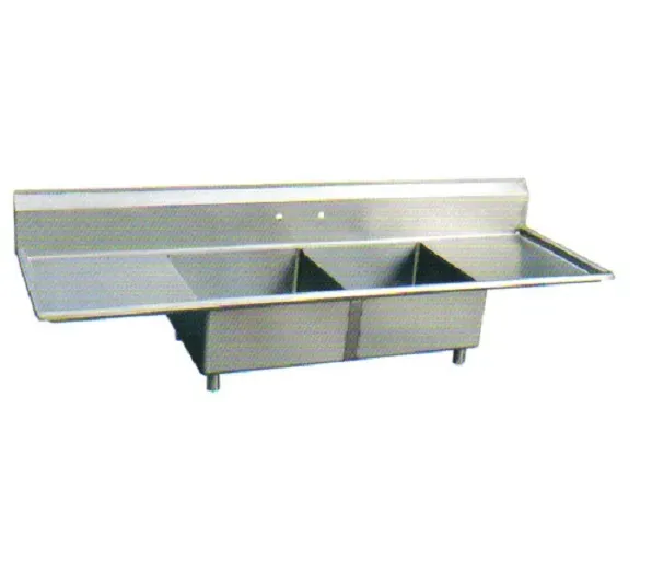 - 2S-1821-2RL, 18x21-Inch 2-Compartment Stainless Steel Sink with Right and Left Drainboard