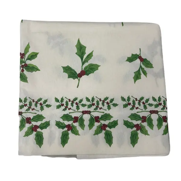 - 832146, 50x108-Inch Holly Sprig Linen Like Tablecover, 24/CS