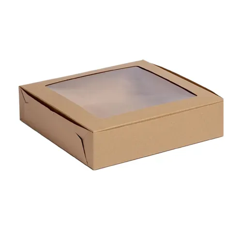 - 992CWK, 9x9x2.5-Inch 1-pc Kraft Window Automatic Cake Box, 200/BD