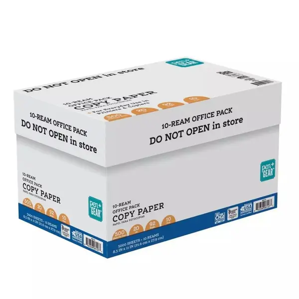 - Pen+Gear COPYPAPER, 8.5x11-Inch Bright White 20# Copy Paper, 5000/CS