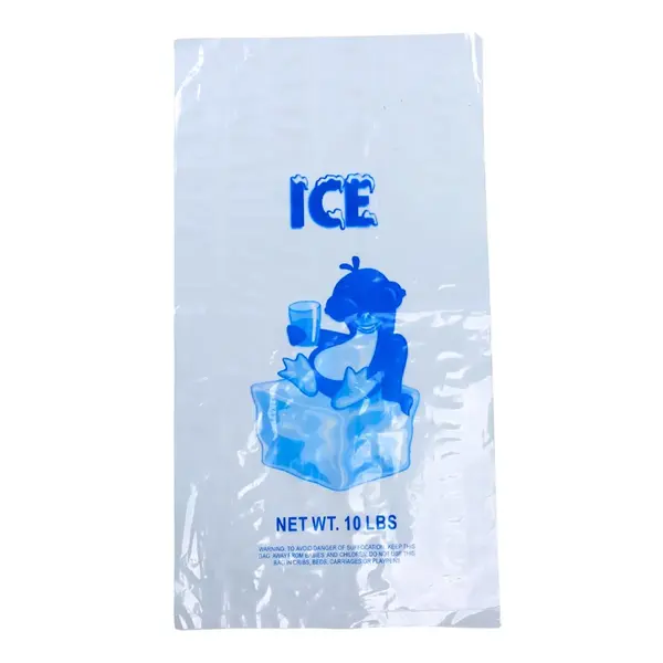 - IB10, 10 Lbs 11.5x22-Inch 1.4 Mil Clear Plastic Ice Bag with Print, 500/CS