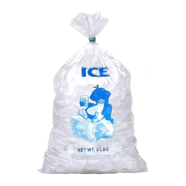 - IB5, 5 Lbs 11.5x22-Inch 1.4 Mil Clear Plastic Ice Bag with Print, 1000/CS
