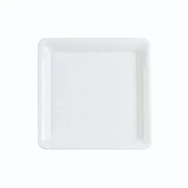 - CLOSEOUT - 11.8-Inch Square Milna White Plastic Serving Tray, 25/CS