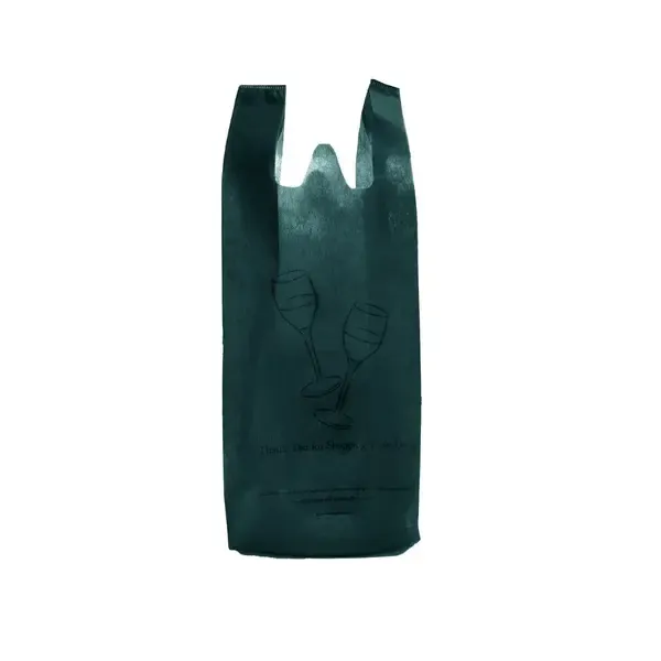 NWLIQB2GR, 6.75x4.33x19.5-Inch 2 Bottle Green Non Woven Reusable Liquor Bag, 1000/CS