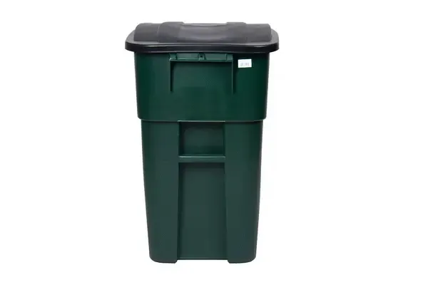 Plex P575-00996, 50 Gal Green Rollout/Wheeled Trash Can/Container