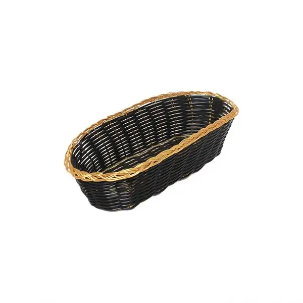 - PLBB850G, 8.25-Inch Oblong Woven Break-Resistant Plastic Basket Black with Gold Trim