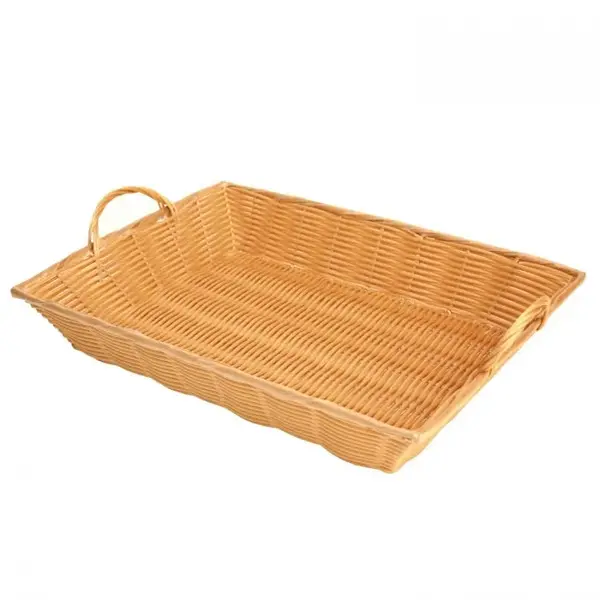 - PLBN1712T, 17x12.75x3-Inch Plastic Natural Tan Handwoven Rectangular Basket