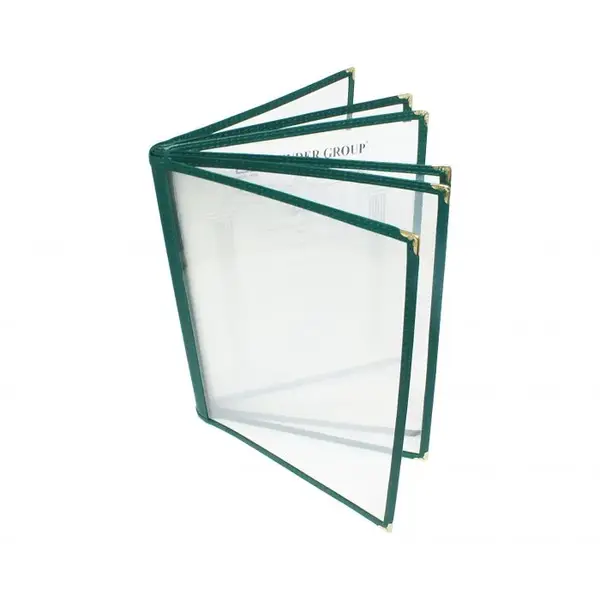 - PLMENU-6GR, 8.5-Inch Green Plastic Laminate Menu Cover, 6-Page Book Fold
