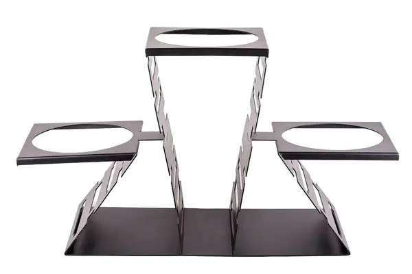 - PWT3-B, Multi-Level Buffet Riser for Three Plates, Black Powder Coated Steel