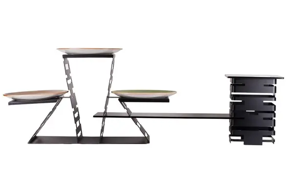 PWT3-B, Multi-Level Buffet Riser for Three Plates, Black Powder Coated Steel