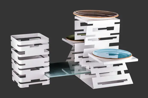 PWT3-W, Multi-Level Buffet Riser for Three-Plates, White Powder Coated Steel