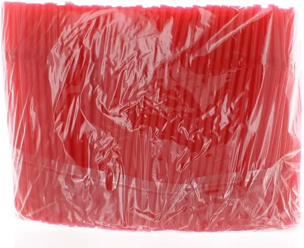 STRAW0775RED, 7.75-Inch Flexible Plastic Red Bar Straw, 500/PR