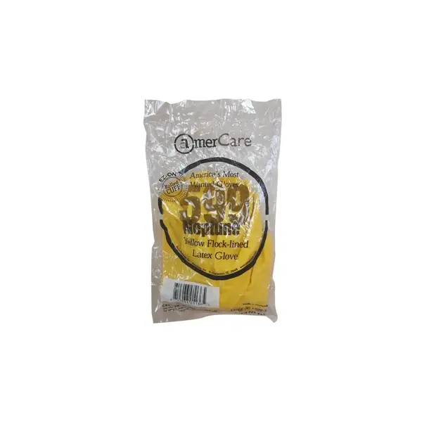 AmerCare YGL, Large Yellow Flocklined Gloves, 12/PK