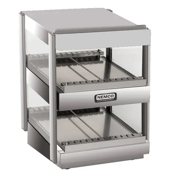 Nemco 6480-18S, 18-inch Stainless Steel Slanted Double Shelf Display Case, 120V