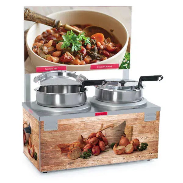 Nemco 6510-D7, 7 Qt Double Well Soup Warmer with Header, Single Thermostat