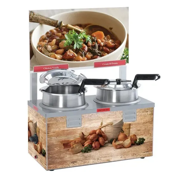 Nemco 6510-T4, 4 Qt Triple Well Soup Warmer with Header, Single Thermostat