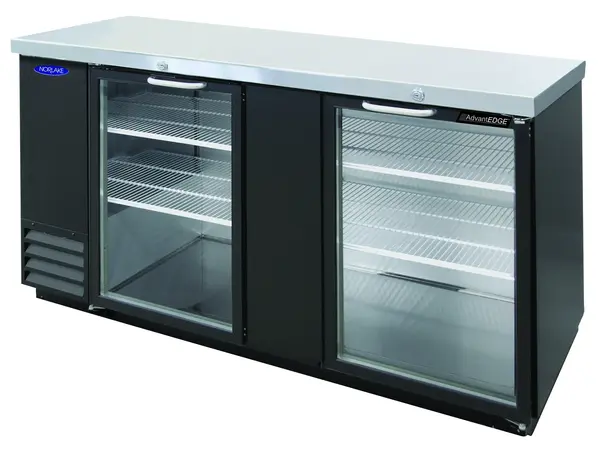 Nor-Lake AdvantEDGE NLBB69-G, 69-inch 2 Glass Door Back Bar Refrigerator W/Free Flowing Air System