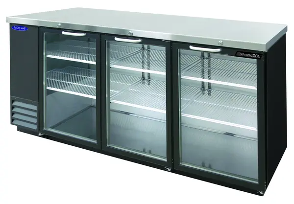 Nor-Lake AdvantEDGE NLBB79-G, 79-inch 3 Glass Door Back Bar Refrigerator W/Free Flowing Air System