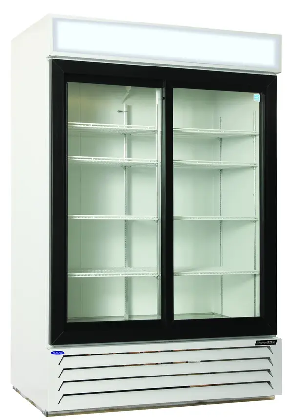 Nor-Lake AdvantEDGE NLGRP48-SL-W (or-B), 2 Slide Glass Door Refrigerator Merchandiser White/or Black