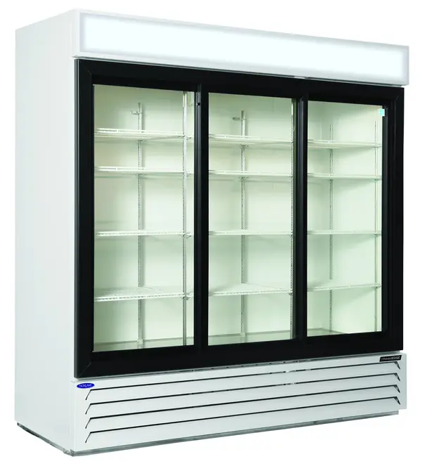 Nor-Lake AdvantEDGE NLGRP74-SL-W (or-B), 3 Slide Glass Door Refrigerator Merchandiser White/or Black
