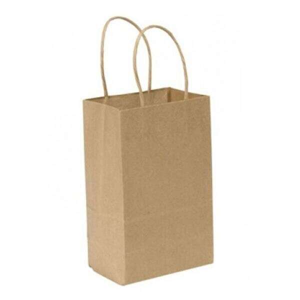 Novolex DURO 5.25x3.25x8.37-Inch Kraft Paper Shopping Bag with Twisted Handles, 250/CS