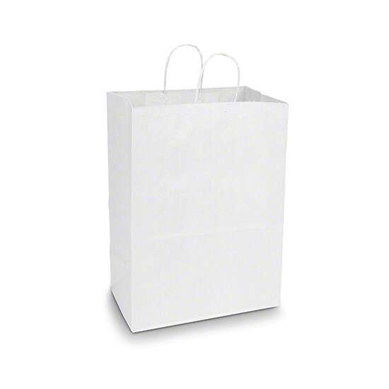 Novolex DURO 13x7x17-Inch 65# White Paper Shopping Bag with Handles, 250/PK