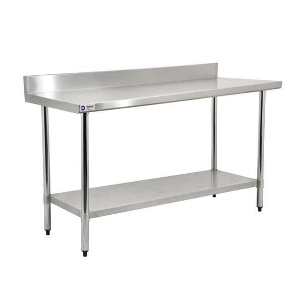 Omcan 23805, 30x72-inch Elite Series Stainless Steel Work Table with Galvanized Undershelf and Backsplash