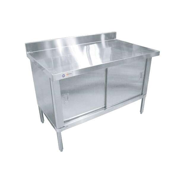 Omcan 28644, 30x72-inch 430 Stainless Steel Knock-Down Work Table with 4-inch Backsplash